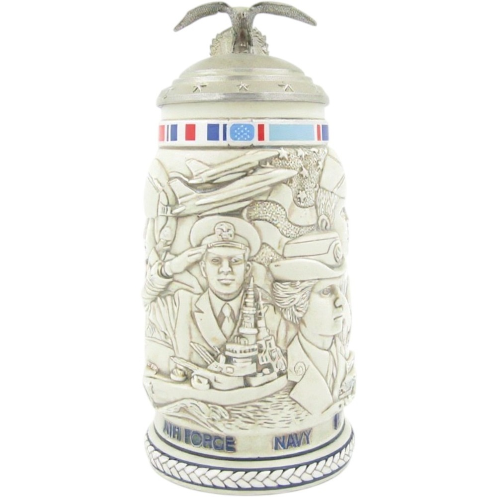 Avon 1990 Tribute to the American Armed Forces Beer Stein Lidded Military Mug